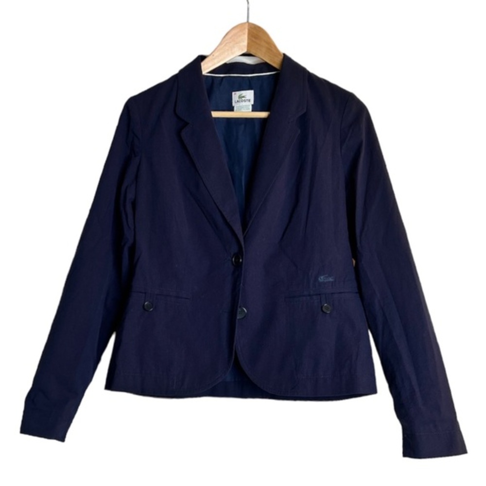 Lacoste Cotton Navy Blazer Women’s Navy Textured‎ Blazer Size 38 US Size 6